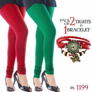 Pack Of 2 Tights & 1 Bracelet Watch
